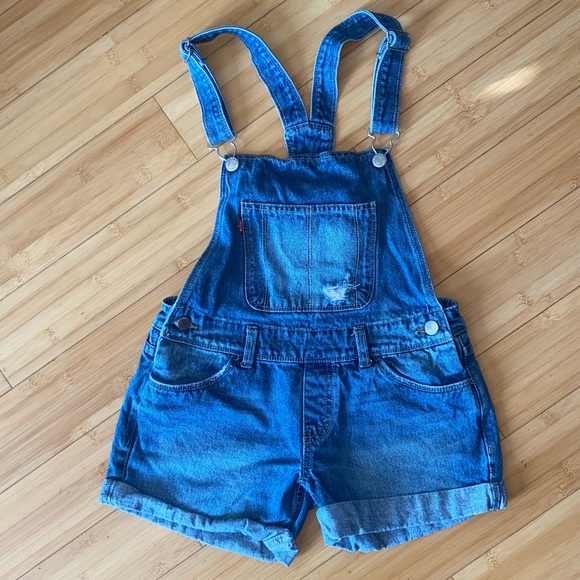 Levi’s Shortall Overall Jean Shorts Size 14 - Picture 1 of 11